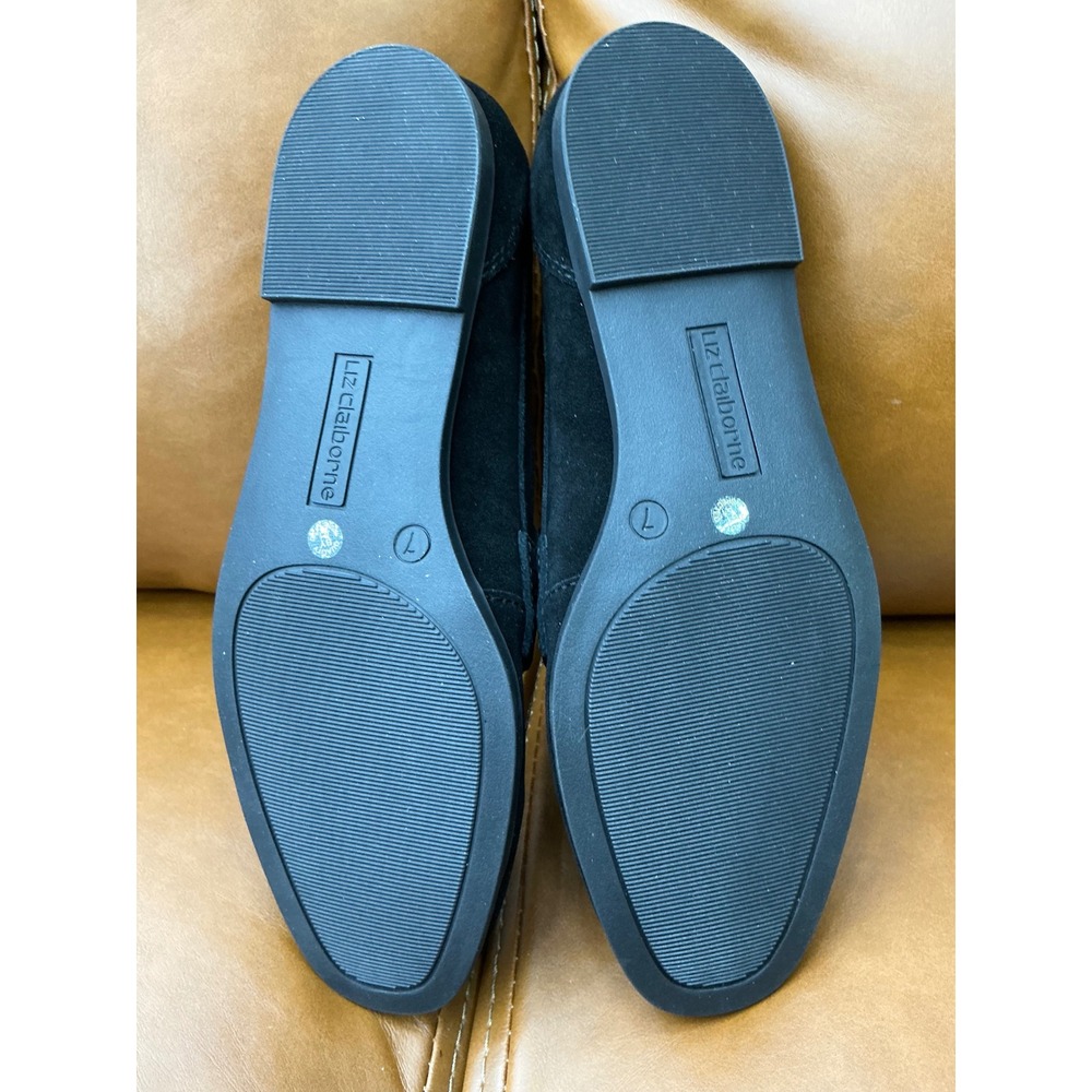 Liz Claiborne LC Inca Loafers Womens 7 Black New Suede Memory Foam Penny Flats - Picture 5 of 10